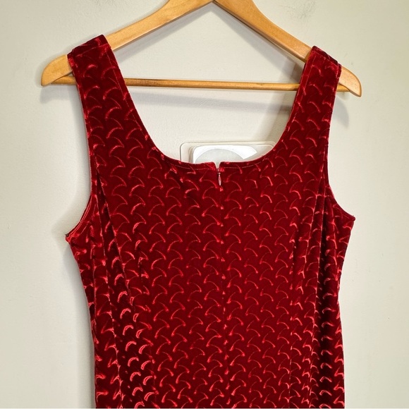 Vintage Michel Antonio Collection Burgundy Velvet Scoop Neck Maxi Dress Size 16 - Picture 7 of 14